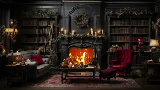 Warm Fireplace Burning On Cold Night 🔥 Burning Fireplace & Crackling Fire Sounds 3 Hours
