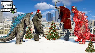 Godzilla, Kong vs Shin Godzilla, Krampus Christmas Event Battle ( GTA V Mods )