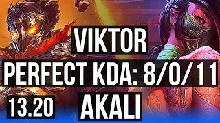 VIKTOR vs AKALI (MID) | 8/0/11, 500+ games, Legendary | NA Master | 13.20