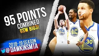 Stephen Curry Klay Thompson  Kevin Durant 95 Pts 2018 12 14 vs Kings   BiG 3!  FreeDawkins