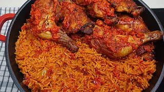 Perfect Coconut Jollof Rice with peppered chicken | Chinwe Uzoma Kitchen