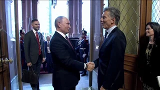 El presidente Mauricio Macri dio la bienvenida al presidente de Rusia, Vladimir Putin.