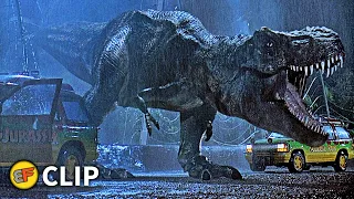 T-Rex Escapes the Paddock Scene | Jurassic Park (1993) Movie Clip HD 4K