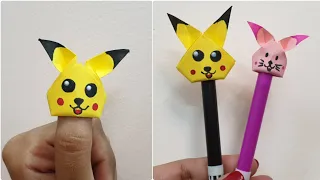 Origami Pikachu Pencil Topper | Easy Paper Crafts | Back to school DIY | Simple Craft for kids