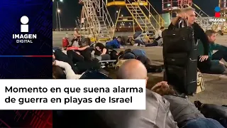 Momento exacto en que suena alarma de guerra en playas de Israel