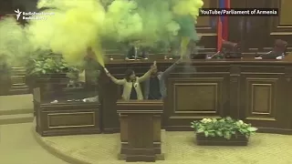 Armenian Lawmakers Set Off Smoke Bombs In Parliament