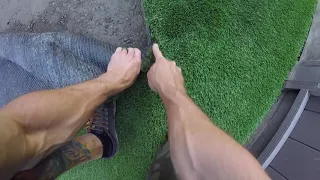 Cutting Artificial Grass to a curved edge