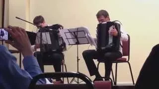 Virtuoso accordion duo playing William Tell.