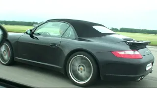 BMW M3 Convertible DKG vs Porsche 911 Carrera 2 S 997 triple races all out!