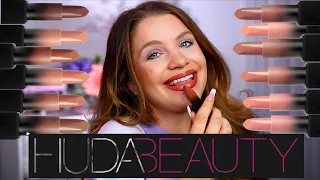 HUDA BEAUTY POWER BULLET CREAM GLOW LIPSTICK LIP SWATCHES & REVIEW