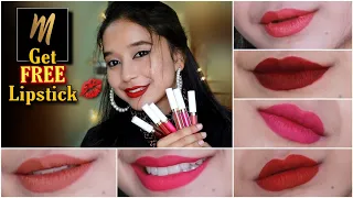 MYGLAMM LIT Liquid Matte Lipstick Swatches And Review | Get *FREE* Lipsticks