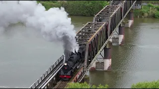 Steam train excursion,  Wanganui to Feilding - by drone