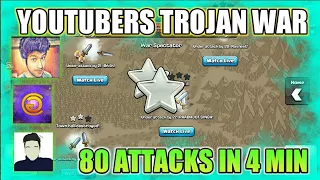 INDIAN YOUTUBERS BEST TROJAN WAR -CLASH OF CLANS - 80 ATTACKS IN 4 MIN (2017)