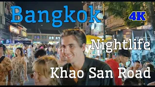 Bangkok vlog - Bangkok nightlife on Khao San Road - 4K