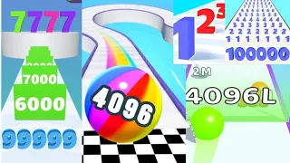 {[ 4096L ]} Epic Ball Run 3D vs Number Run 3D/ Number Master 3D Run N Merge Satisfying gameplay