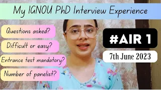 My IGNOU PhD *INTERVIEW EXPERIENCE* #rank1 #ignou #phd #phdinterview