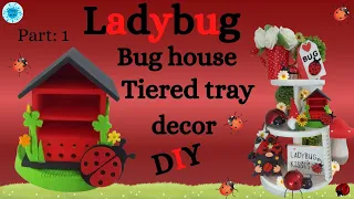 🐞 LADYBUG/LADYBIRD DIY |MINI BUG HOUSE TIERED TRAY DECOR /SHELF SITTER | SPRING/SUMMER DECOR DIY   🐞