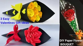 3 DIY Paper Flower BOUQUET/ Easy Gift ideas (2021)/How to make Flower Bouquet making