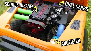 2 CYLINDER 4 STROKE OVERHEAD CAM ENGINE INSTALLED INTO RC CAR - RUNS GREAT!