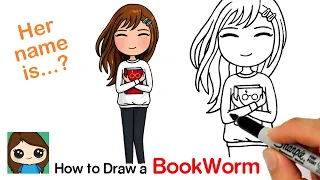 How to Draw a BookWorm Cute Girl Holding a Book