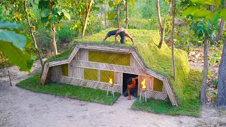 16Days Building Underground House,grass roof  with Decoration Underground Living Room
