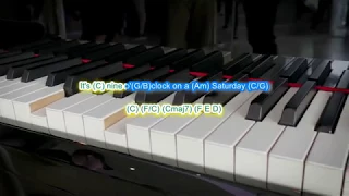 Piano Man by Billy Joel play along with scrolling guitar chords and lyrics