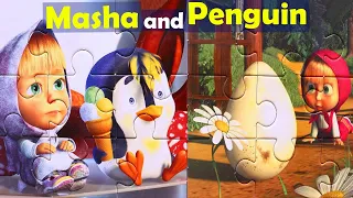 Masha and Penguin - book with puzzles for kids from cartoon Masha and the Bear