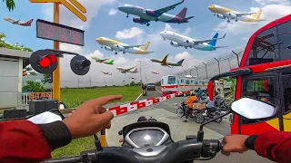 FANTASTIS !! MOTORIDE Ke Bandara Soekarno-Hatta Nonton Banyak Pesawat Dan Kereta Api