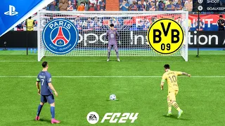 FC 24 | Ronaldo vs Messi | PSG vs Borussia Dortmund | UCL SEMI FINAL | Penalty Shootout - PS5