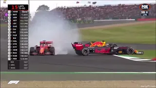 Sebastian Vettel and Max Verstappen crash British GP 2019