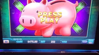 First Spin Huge Piggy Bankin Jackpot!! Plus, More $100 & $200 Max Bet Double Diamond!