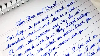 Story: The Pen and Pencil | Beautiful English Cursive Handwriting | English Stories for Kids