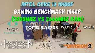 Intel Core i3 10100/10100F Gaming benchmark 1440p (RTX 3070 3200mhz vs 2666mhz RAM)