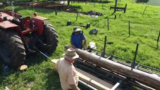 serraria movel hoje as duas estão trabalhando juntas serrando madeira de eucalipto