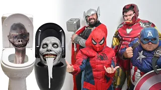Superheroes and Scary Skibidi Toilet