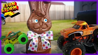 Monster Trucks VS Chocolate Easter Bunny