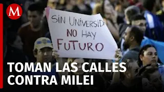 Protestan en Argentina contra recortes de Milei; universidades exigen financiamiento