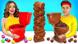 Comida de Verdade vs Comida de Chocolate | Quem é Melhor? Bolo ou Doces Falses por RATATA CHALLENGE