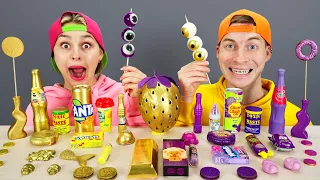 Purple Food VS Gold Food Challenge 컬러 푸드 챌린지 VikiNiki