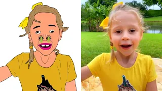 Nastya and Stacy prepare desserts for dad funny drawing meme | nastya funny cartoon