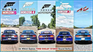 Ford Shelby GT350R Top Speed in FM8, Forza Horizon 5, Horizon 4, Forza Horizon 3, Assetto Corsa