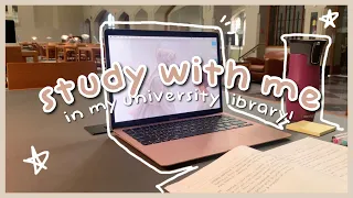 study with me in the library! | 2 hrs, lofi music and real sound, 50/10 pomodoro