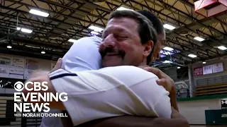 Basketball referee reunites with player who saved his life after on-court heart attack