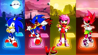 Sonic Vs Sonic Exe Vs Amy Vs Amy Exe | Tiles Hop Edm Rush! #sonic #exe #amy #amyexe #tileshopedmrush