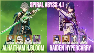 C0 Alhaitham Hyperbloom & C2 Raiden Hypercarry | Spiral Abyss 4.1 | Genshin Impact