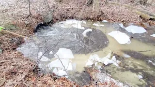 Unclogging, Watch Huge Blast Of Water Covering Clean Ice With Murky Water