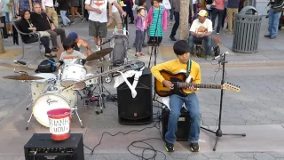 Filipinos family on the street of Santa Monica  - 2015