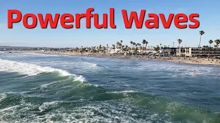 POWERFUL WAVES at Ocean Beach when the king tides flooded Newport Beach in July 2020