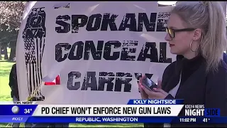 Police chief in eastern Washington says his officers won't enforce new gun laws