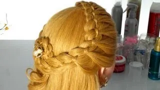 Braided hairstyle for long hair with 4 strand braid